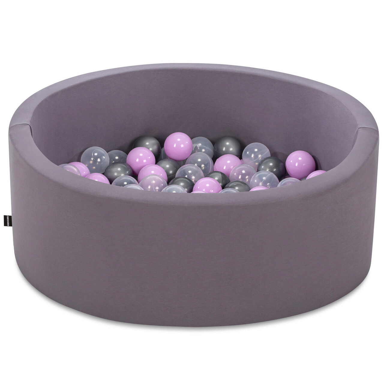 Piscina cu bile, Bubble Pops v7, 150 bile, Ø85 x 30 cm, bumbac/plastic, gri - imagine 3